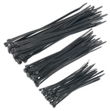 100-Pack Black Nylon Zip Ties, Assorted Sizes, Wire & Cord Cable Ties, USA picture