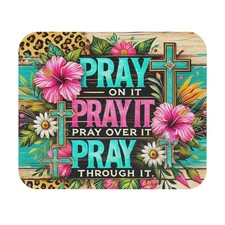 Leopard Floral Prayer Mouse Pad, Inspirational Office Decor, Flower  Pad picture