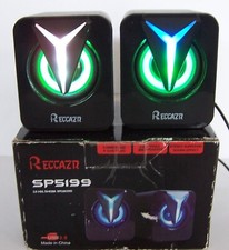 RECCAZR Computer Speakers, 2.0CH PC Speakers BLACK w/RGB Lights SP5199 picture