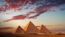 Landscape sky clouds city pyramid sunset pyramids of Custom Gaming Mat Desk picture