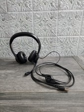 Logitech Logi Headphone Headset Wired Black USB Padded Ears Volume Control Chat  picture