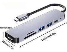 USB-c Hub 6-in-1, 4K HDMI, 60W PD, 2 USB-A, And SD/TF Card Reader. picture