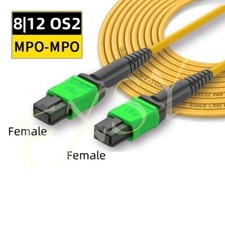 1-100M MPO Female to MPO Female UPC APC 8|12F OS2 SM Optic Fiber Patch Cord lot picture