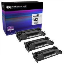 Speedy 3PK Replacement HP 58X CF258X Black Toner w/CHIP LaserJet Pro M404 M428 picture
