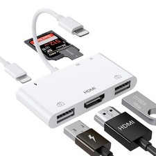 FEINODI Lightning to HDMI Adapter with USB Camera and Charging Port, SD 6 in1 picture