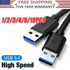 USB 3.0 A Male to A Male Cable Data Transfer Super Speed Power Charger Metal LOT picture