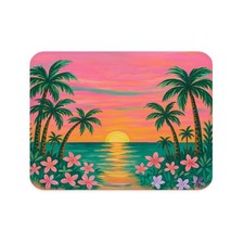 Pink Sunset Beach Mouse Pad, Gifts for Beach Lovers, Tropical Summer Coastal ... picture