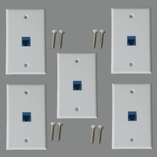 5 PCS Single Gang 6-Port Cat6 Ethernet Wall Plate, Female-Female, Detachable picture