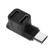 QIANRENON 1 to 2 USB C 3.1 90 ° Angle Adapter 10Gbps Type C Black  picture