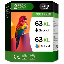 2PK 63XL 63-XL Black & Tri-Color Premium ink cartridge combo for HP printers picture