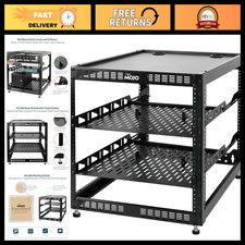 12U Open Frame Network Rack for IT & AV Gear, Floor/Wall Mount, 2x 1U Shelves picture