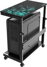PC Stand Computer Cart, Height Adjustable Tower Stand 2-Tier Suit for ATX Case P picture
