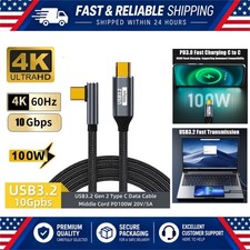 100W USB-C to USB-C Cable 10Gbps USB 3.2 4K@60Hz Right Angle Type-C Cord picture