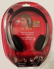 New Sealed Cyber Acoustics Headset With Microphone Silver/Black AC-201 picture