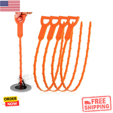 Drain Snake Clog Remover - 4 Pack 20 Inch Flexible Hair Drain Removal Tool picture