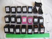 Lot of 19 USED and EMPTY HP 61 61XL Black Inkjet Ink Print Cartridges, +6 Clips picture
