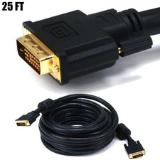 25FT DVI-D Dual Link Male to Male Monitor Cable PC HDTV 24AWG CL2 Gold Plated picture