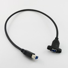 1pcs USB 3.0 Type B Male to USB 3.0 Female Jack Panel Mount Extension Cable 50cm picture