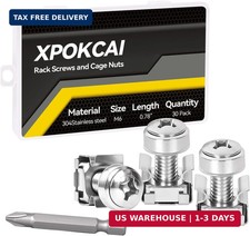 30PCS M6x20mm 304 Stainless Steel Rack Screws Cage Nuts Server Cabinet picture