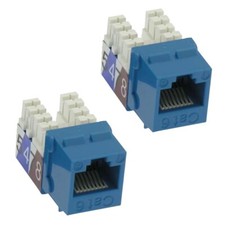 2x Cat6 RJ45 Network LAN Ethernet Keystone Jack 110 Punch Down Snap-In 8P8C Blue picture
