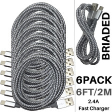 6Pack USB Charger 6Ft Heavy Duty Charging Cord Cable Lot For iPhone 11 Xs XR 8 7 picture