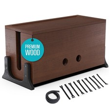 Extra Large Cable Management Box Wood Cord Hider Power Strip picture