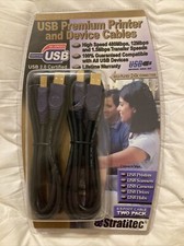 Stratitec Premium USB Printer & Device Cables 2 Pack 6.5 ft picture