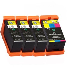 Series 21 Black & Color Ink Cartridges 4-Pack for Dell V313 V313W V515W P513W picture