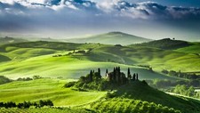 Landscape field clouds terraces hills tuscany Custom Gaming Mat Desk picture