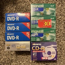 Blank Disc Lot 60 Sealed Memorex DVD-R CD-R CD-RW Maxell CD-R 700MB 4X 12X New picture