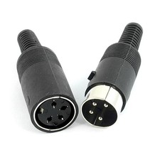 Pair Black Plastic Male + Female 4-Pin DIN Adapter Connector 6mm Dia picture
