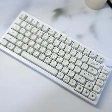 Milky White Cute Cat PBT Keycap Set 124 Keys MOA Profile Mechanical Keyboard picture