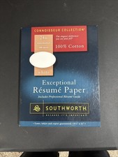 Southworth Connoisseur Collection Exceptional Resume White Paper 100% cotton NIB picture