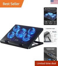 Ergonomic Laptop Cooling Pad with 5 Whisper-Quiet Fans & USB Hub – Fits 12
