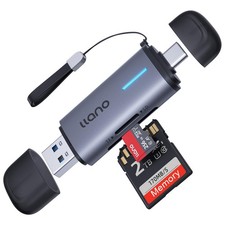 llano Micro SD Card Reader, 2 in 1 USB C 3.0 72 × 20 × 10 mm, Grey picture