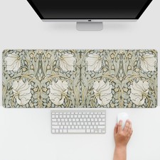 Green Boho Mouse Pad Large, Vintage Flroal Desk Mat, Abstract Flroal Large Ga... picture