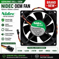 NEW Genuine Dell Nidec OEM D1598 8J208 21KTM 929FF 4W022 F0995 92mm Cooling Fan picture