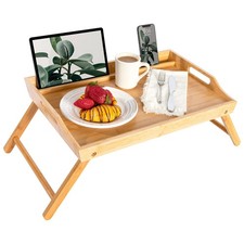 Wood Bed Tray Natural Bamboo Fits 17.3 Inch Laptops Breakfast Serving Board picture