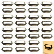 Office Library File Drawer Tag Frame Label Holder Pull Handle 30Pcs (Brass) picture