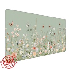 Cute Floral Aesthetic Wildflower Gaming Mouse Pad, Sky Blue Macaron Desk Mat ... picture