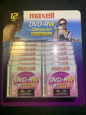 Maxell DVD-RW Camcorder Rewritable Discs 12 Pack 1.4GB 30 Min NEW picture