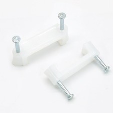 100 PCS 14mm White Cable Wire Clips Two Steel Nails NailIn Management Wall picture