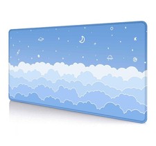 Cute Pastel Blue Desk Mat, Minimalist Large Gaming Mouse Pad Mousepad, Kawaii... picture