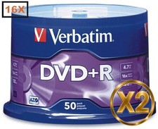 100-Pak VERBATIM 16X 4.7GB DVD+Rs, Verbatim Logo Top, Verbatim 95037, 2 x 50-Pak picture