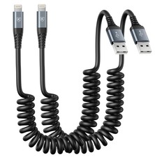 Coiled Lightning Cable, iPhone Charger Cable 3FT for Car, 2 3FT, Black picture