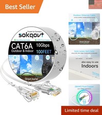 100ft Cat6a Ethernet Cable - Ultra Slim, High Speed, Waterproof for Home/Office picture