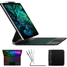 typecase Edge iPad Air 13 Pro 12.9 Keyboard Case 11-Color Backlit Trackpad Black picture