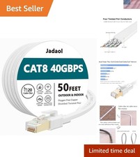 Ultra-Fast Cat 8 Ethernet Cable 50 ft - 40Gbps, Tangle-Free & Weatherproof picture