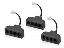 RJ11 Cable 4 Way Telephone Splitter 3 Pack, Black, Splitter 6P4C Connector Li... picture