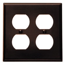Leviton Brown 2-Gang Outlet Cover Duplex Receptacle Plastic Wall Plate NEW 85016 picture